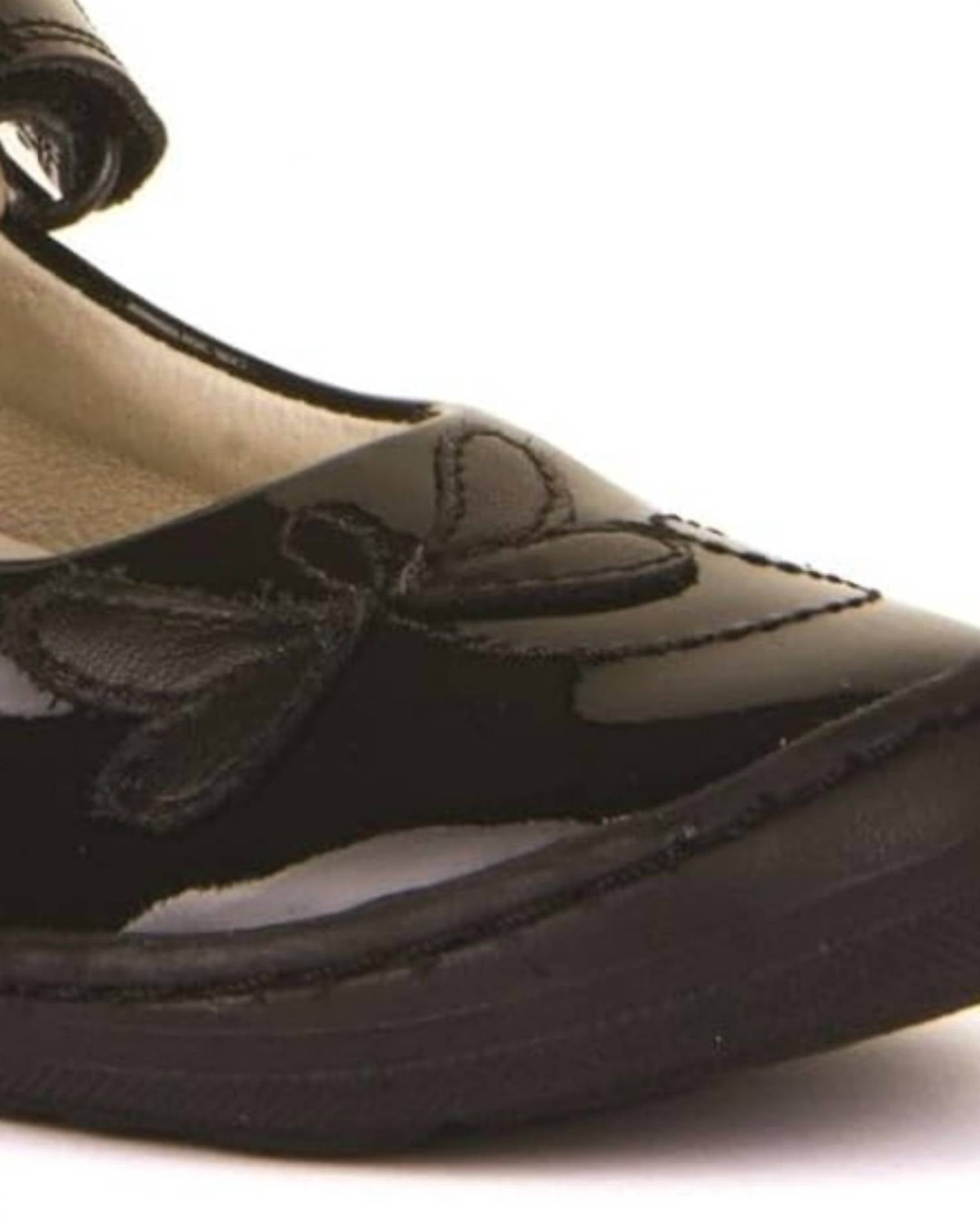 Froddo Girl's Mia Mary Jane Shoes in black patent - kids' shoe - detail view