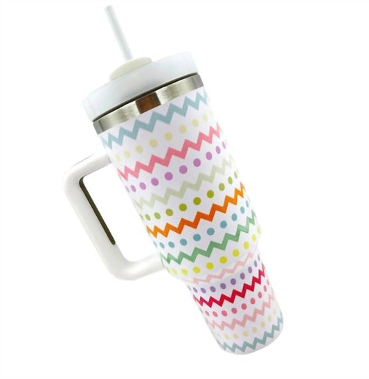 Judson & Co. - Stripe Printed 40 Oz Double Wall Stainless Steel Vacuum Tumbler Handle
