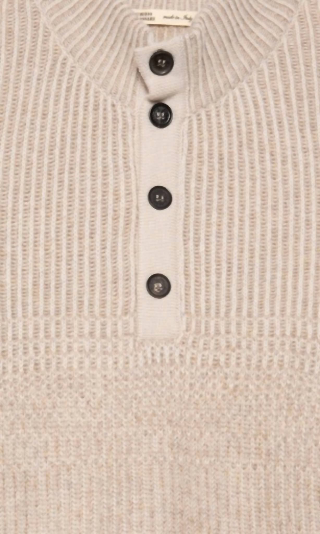 Maurizio Baldassari Men's Vanise Mock Neck Sweater in light beige - men's sweater - alternate view