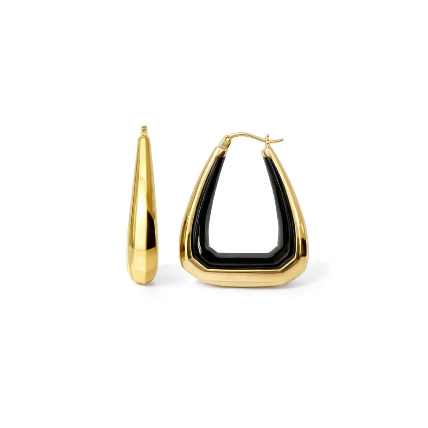 Gold & Honey - Women's Triangle Gem Cut Hoop Earrings