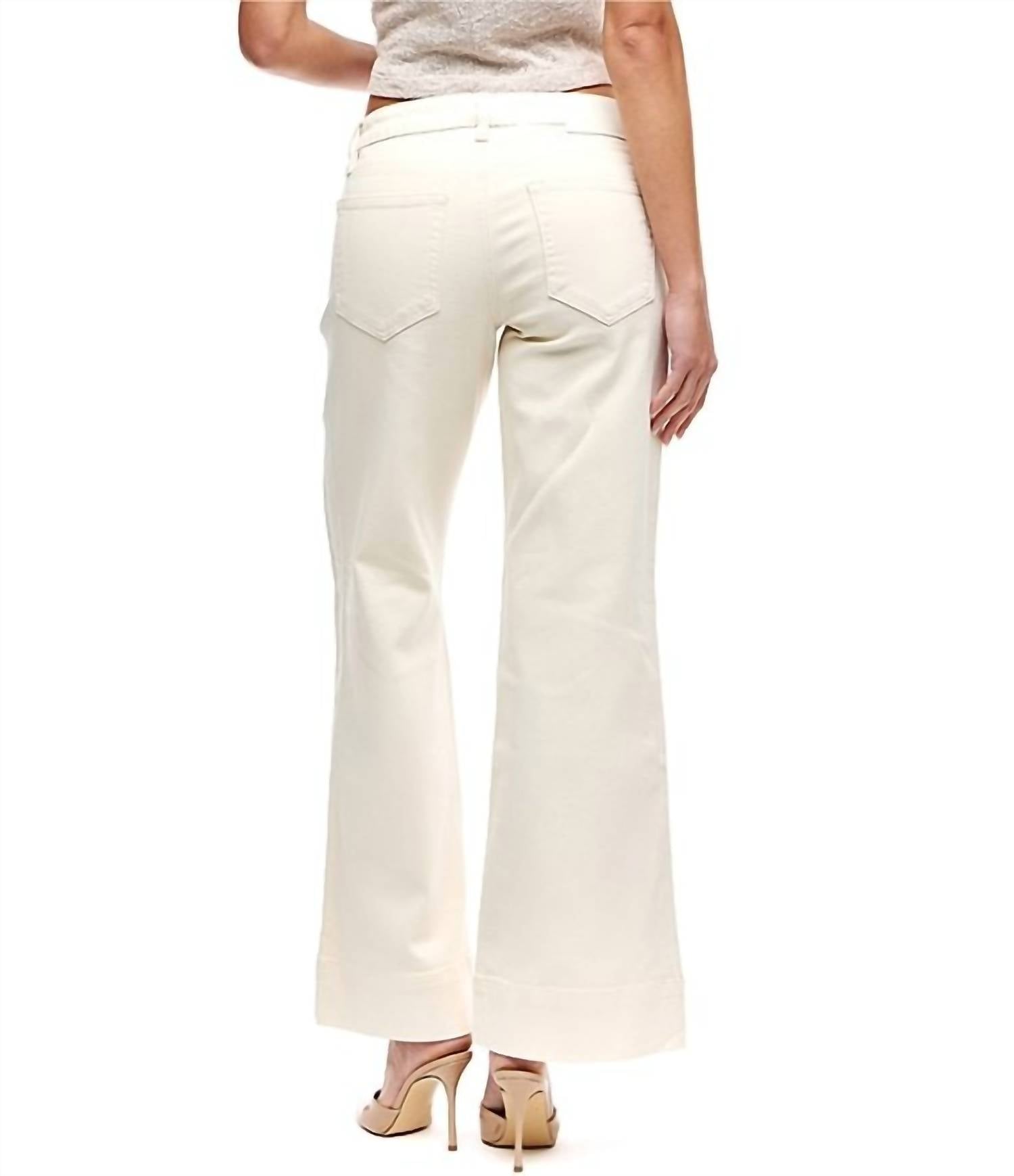 HIDDEN Happi Pintuck Flare Jeans in ecru - women's jeans - detail view
