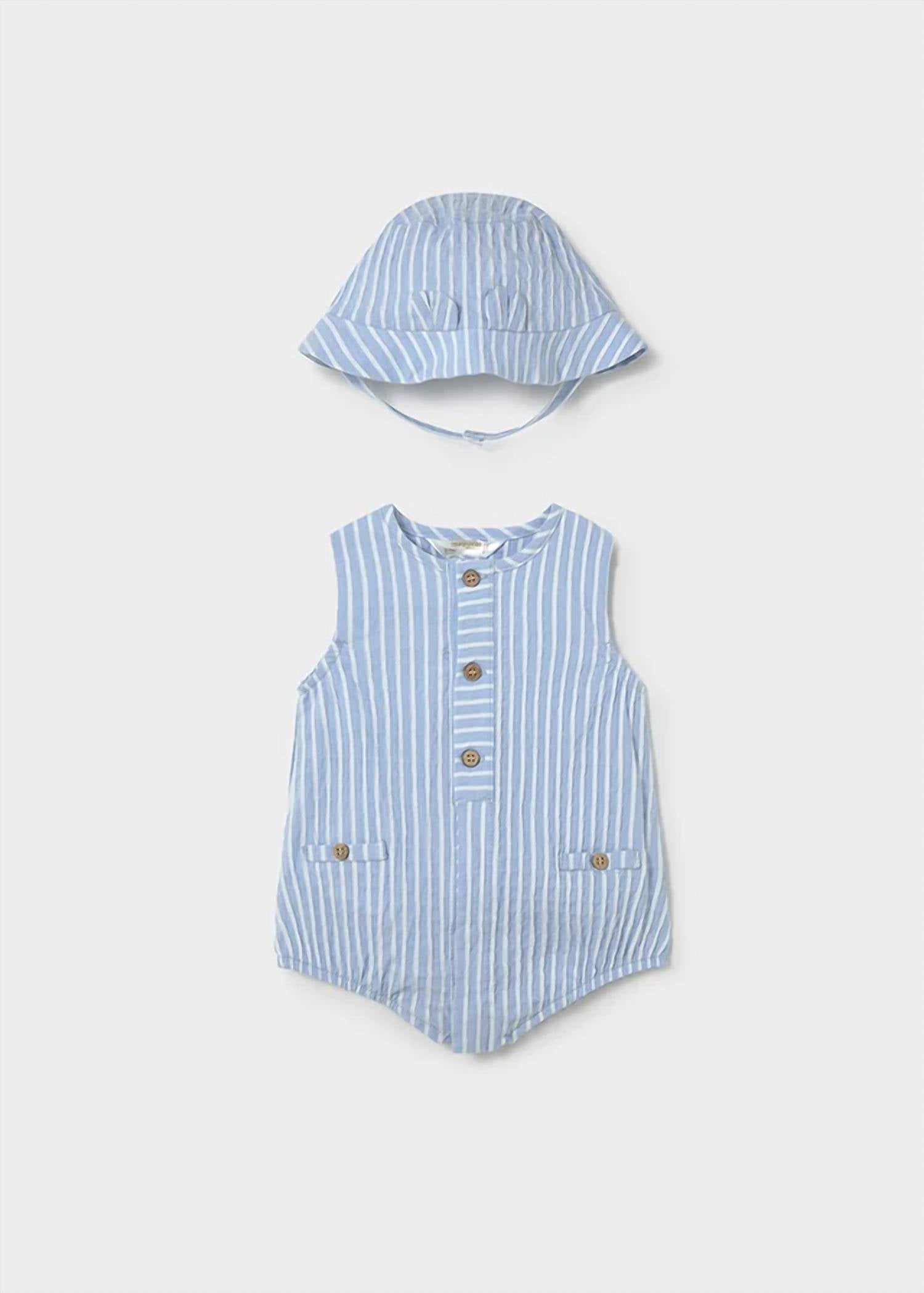 Mayoral - Stripe Romper With Hat