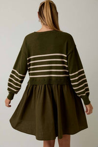 Sunday Edition - Crew Neck Mix Mini Dress