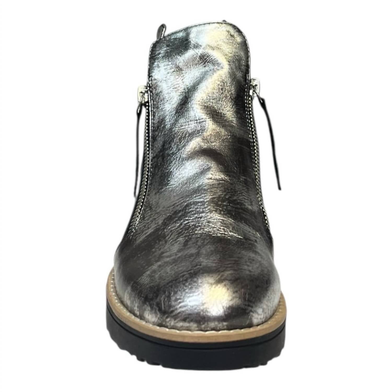 Django & Juliette Women's Smudge Leather Sneakers in metallic black - women's sneaker - alternate view
