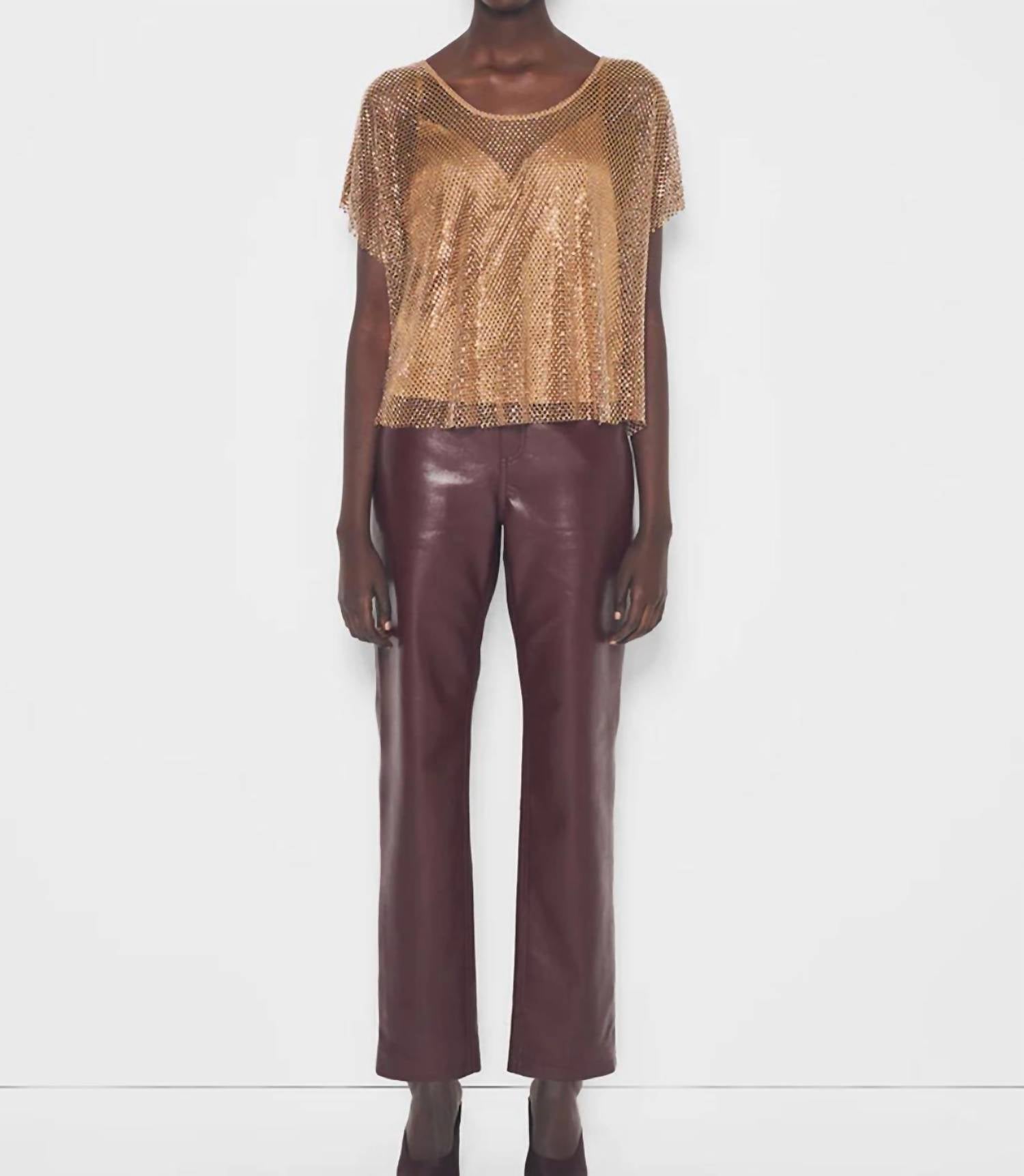 AS by DF Nadine Top in gold - women's t-shirt - detail view