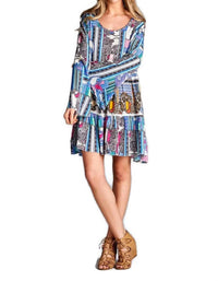 Velzera - Paisley Bell Sleeve Mini Dress