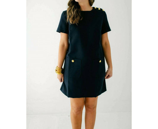 English Factory - Gold Button Pointed Mini Dress