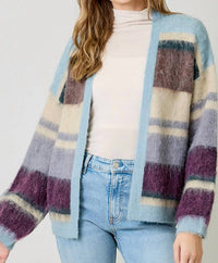 Mystree - Fuzzy Color Block Cardigan