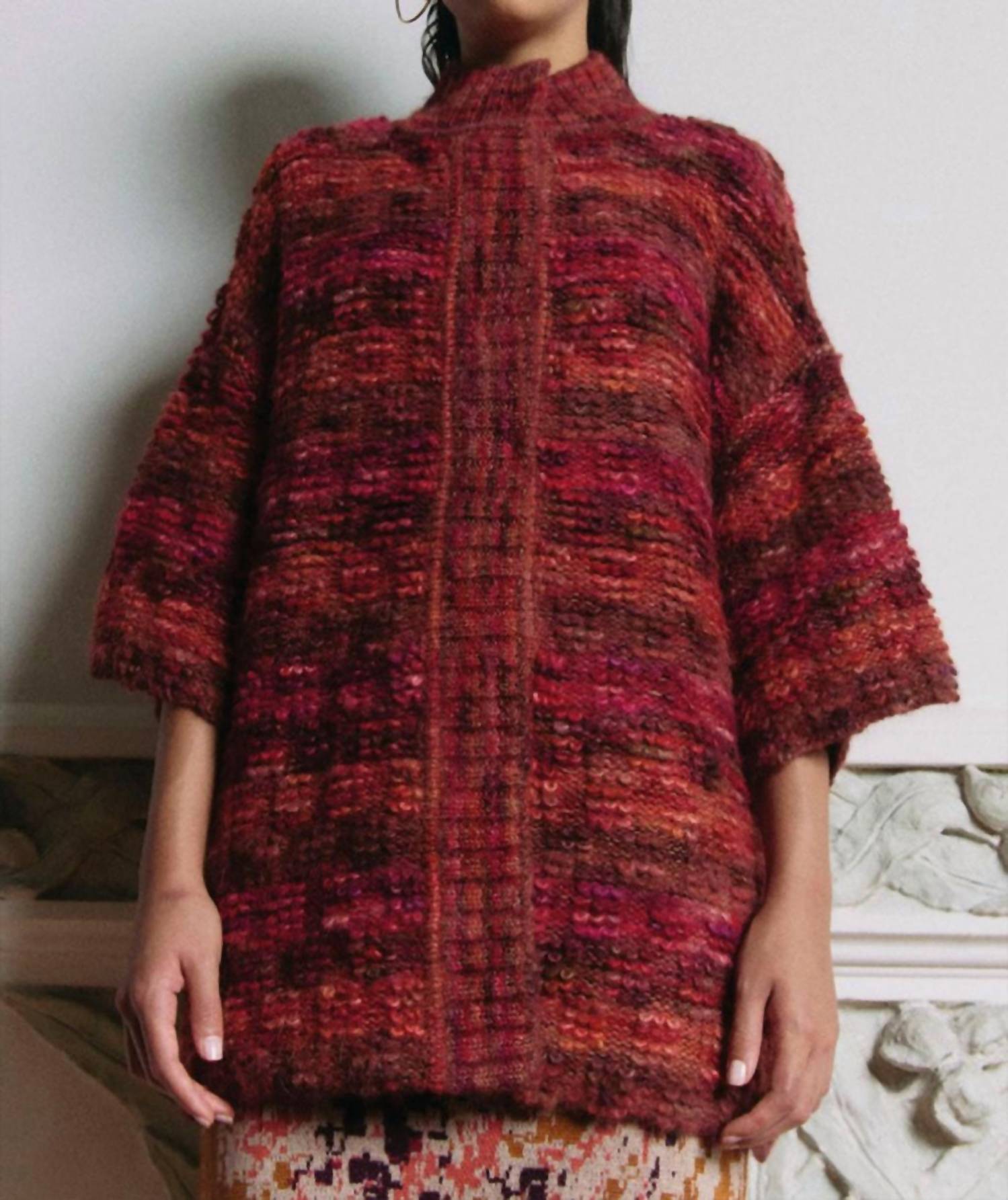 Alpaca Collection Simone Cardigan in multi red - women's cardigan