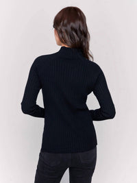 Charlie B - Ribbed Knit Mock Neck Sweater