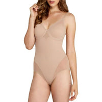 TC Fine Intimates Sheer Shaping And Comfort Bodybriefer in nude - women's shirt - detail view