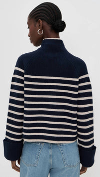 Rag & Bone Ilaria Turtleneck Top in navy white stripe - women's sweater - alternate view