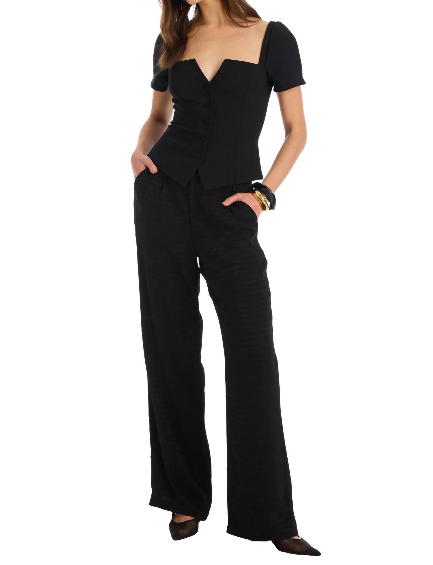 ALLISON NEW YORK BERNIE TOP in black - women's blouse - alternate view