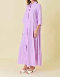 Fore Collection - Striped Maxi Shirt Dress