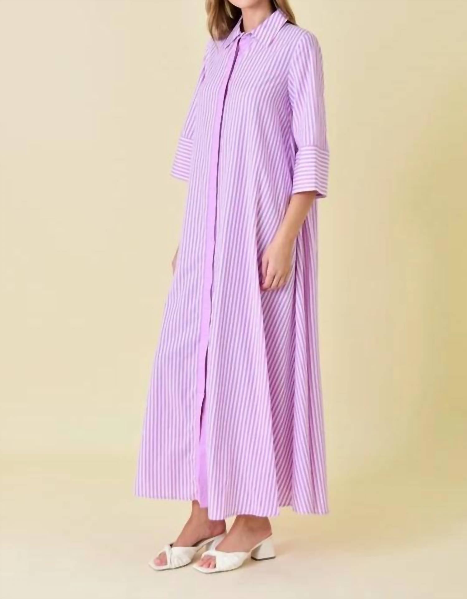 Fore Collection - Striped Maxi Shirt Dress