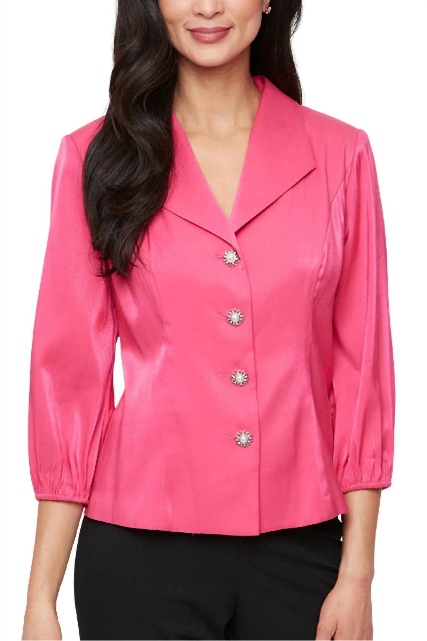 Alex Evenings - Women's Fitted Silhouette Tunic Blouse Top