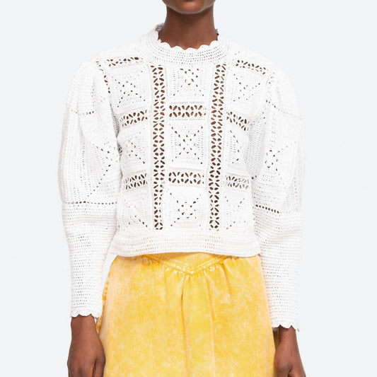 Sea - Corinne Crochet Long Sleeve Sweater