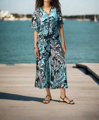 Joseph Ribkoff - Tropical Print Gauze Front Tie Top