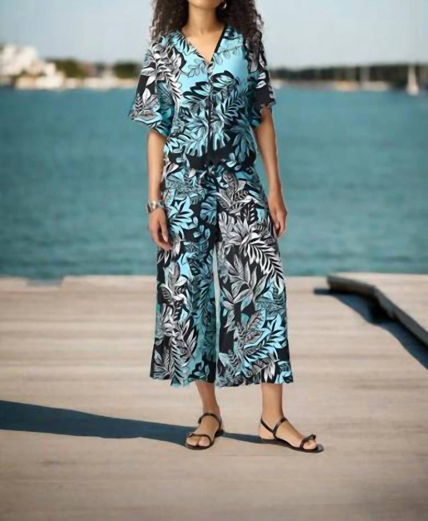 Joseph Ribkoff - Tropical Print Gauze Front Tie Top