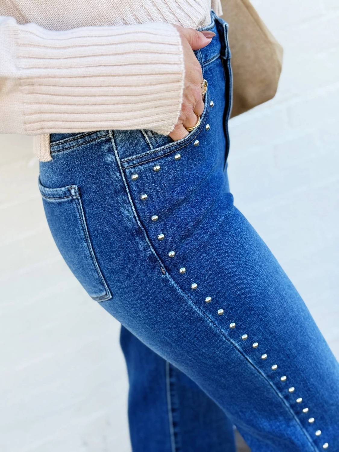 L.T.J - Studded Straight Leg Jeans