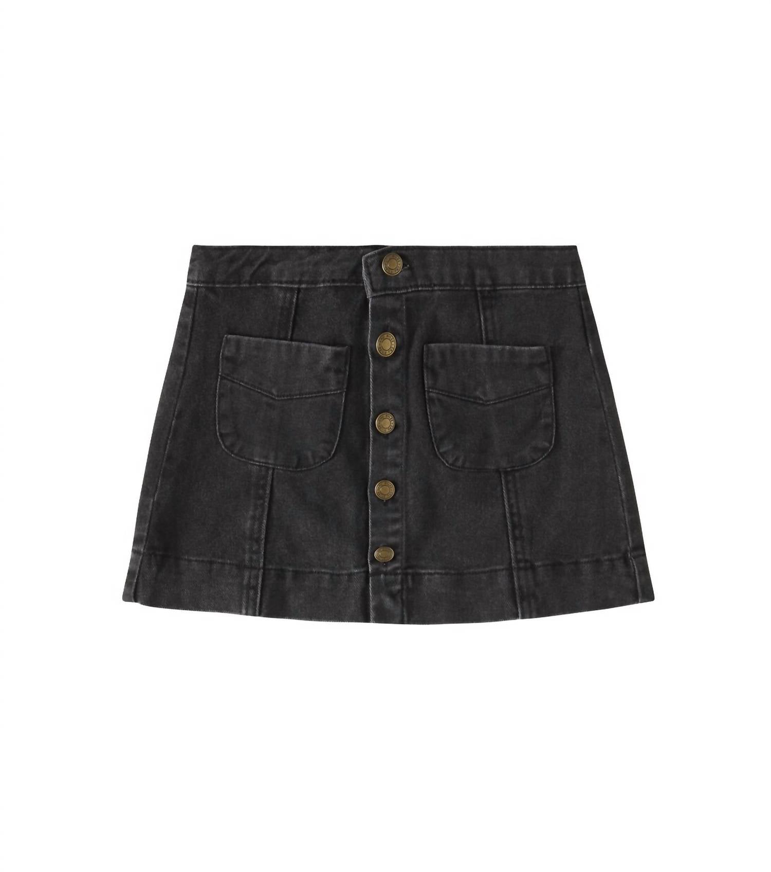 Rylee + Cru Girl's Denver Mini Skirt in washed black - kids' skirt