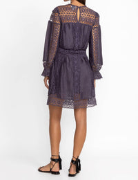 Johnny Was MITSKA LACE MINI DRESS in deep plum - women's dress - view 4