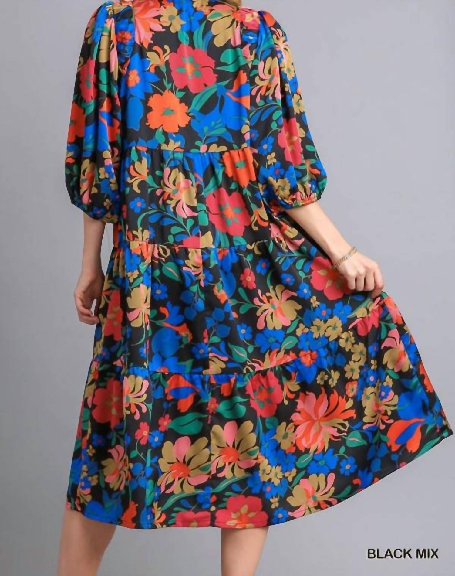 Umgee - Floral Babydoll Midi Dress