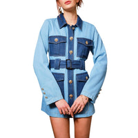 Blue B - Two Tone Belted Denim Twill Dress