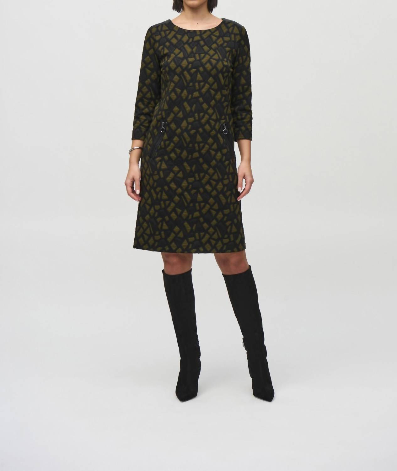 Joseph Ribkoff - Women's Geometric Jacquard Shift Dress