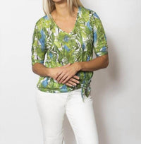 Sno Skins - Printed Crinkle Mesh V-neck Top
