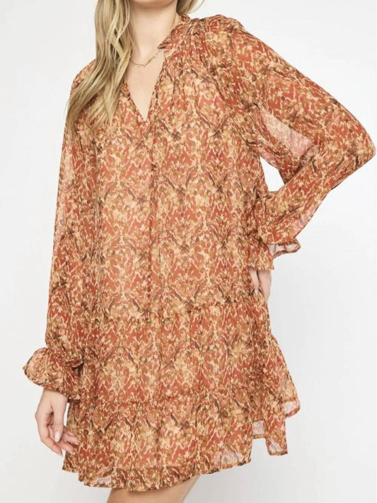 Entro - Print Long-sleeve Dress