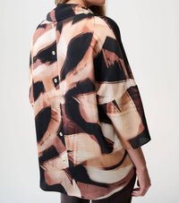 Joseph Ribkoff Abstract Print Cowl Neck Tunic Top in black brown - women's shirt - alternate view