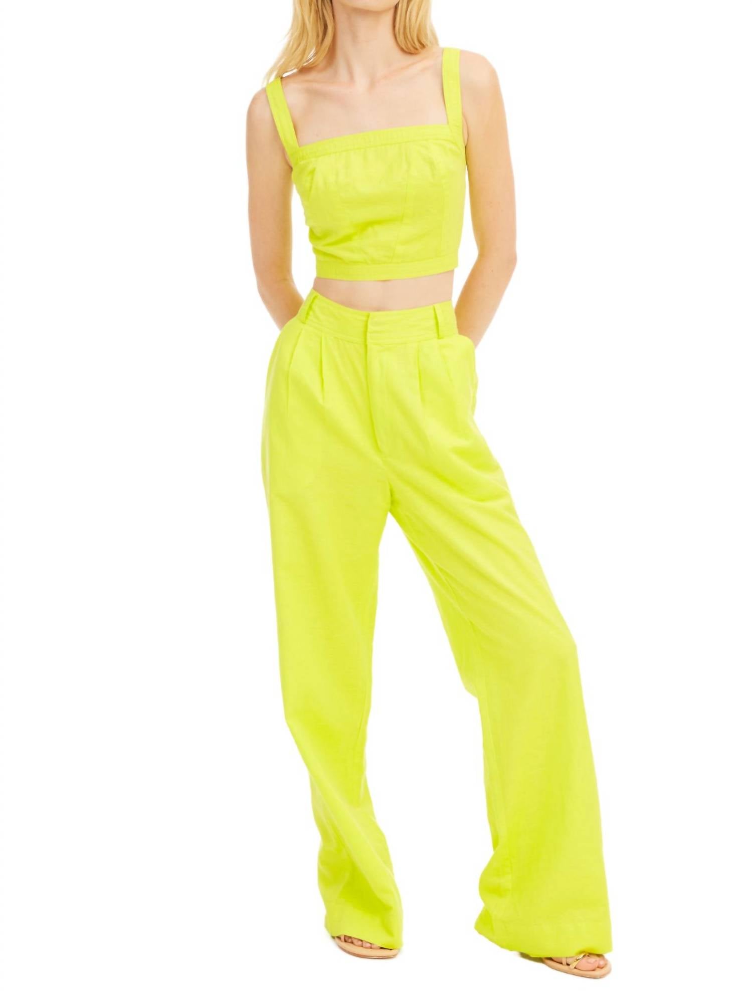 ALLISON NEW YORK Audrey Pants in lime - women's pants - detail view