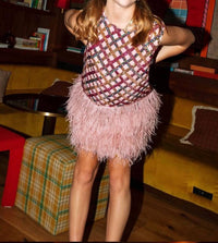 QUEEN OF SPARKLES Diamond Feather Dress in light pink - women's dress - detail view