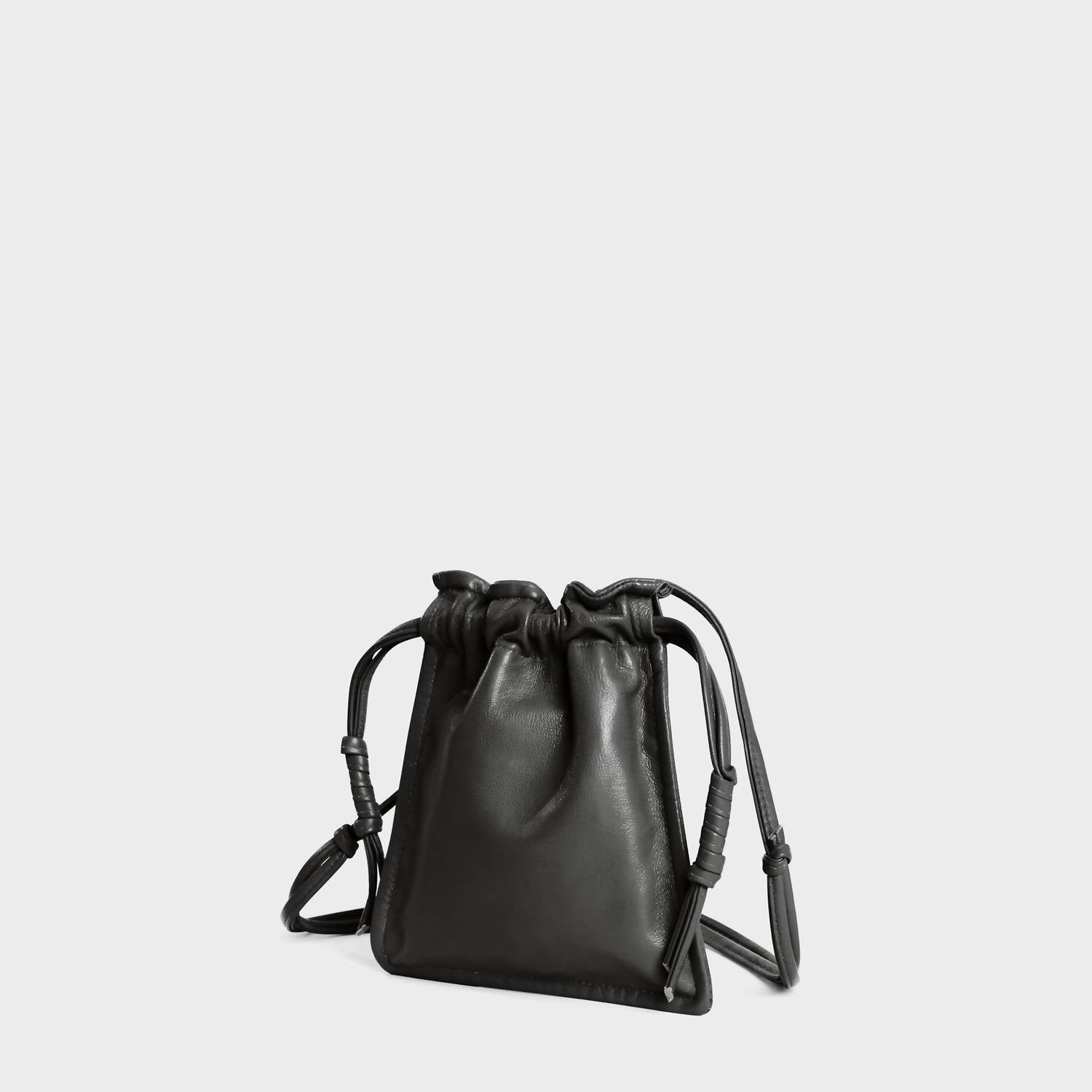 Lemiz - Women's Mini Bowie Drawstring Crossbody Leather Bag