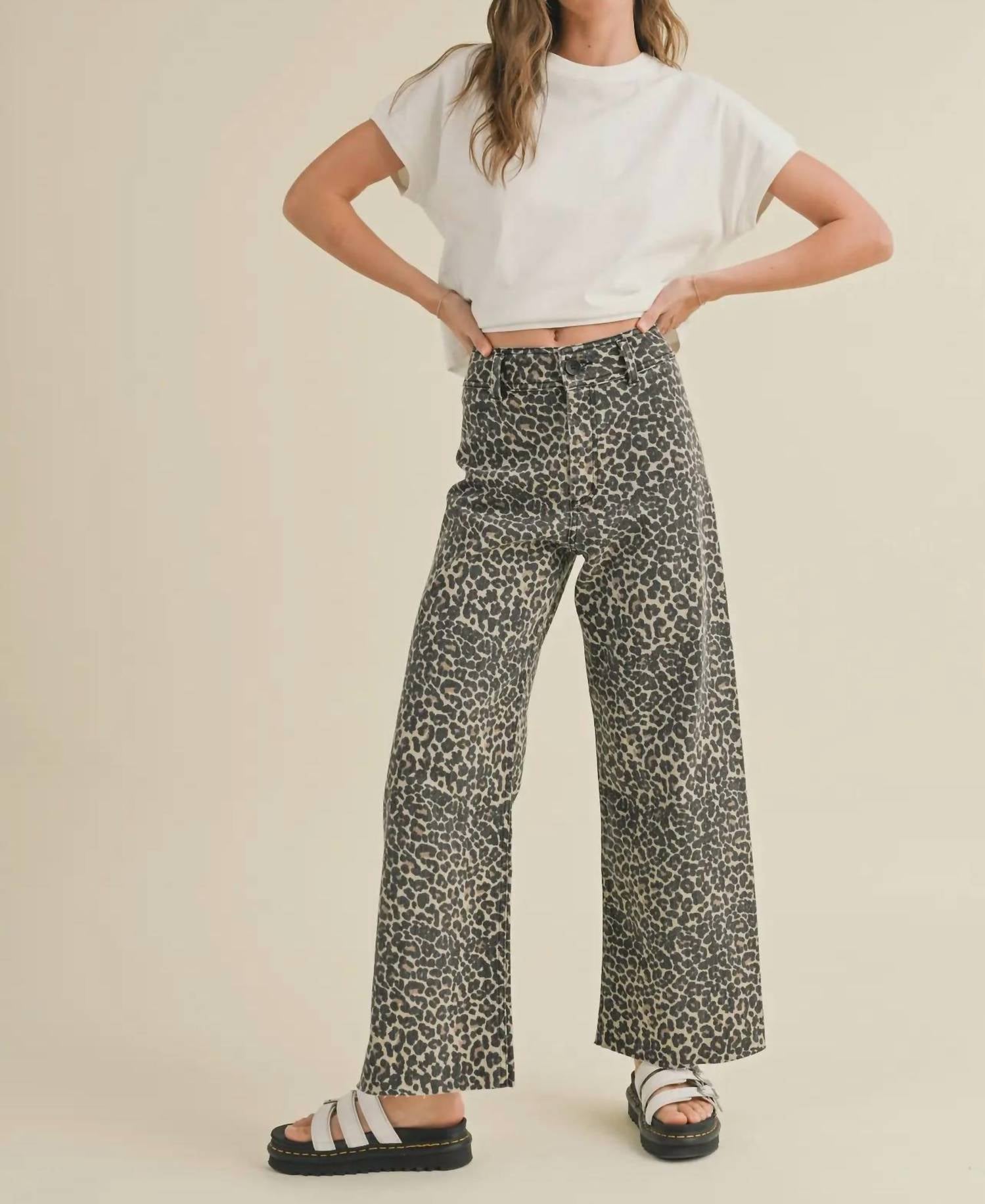 MIOU MUSE Meara Barrel Pants in leopard - women's jeans