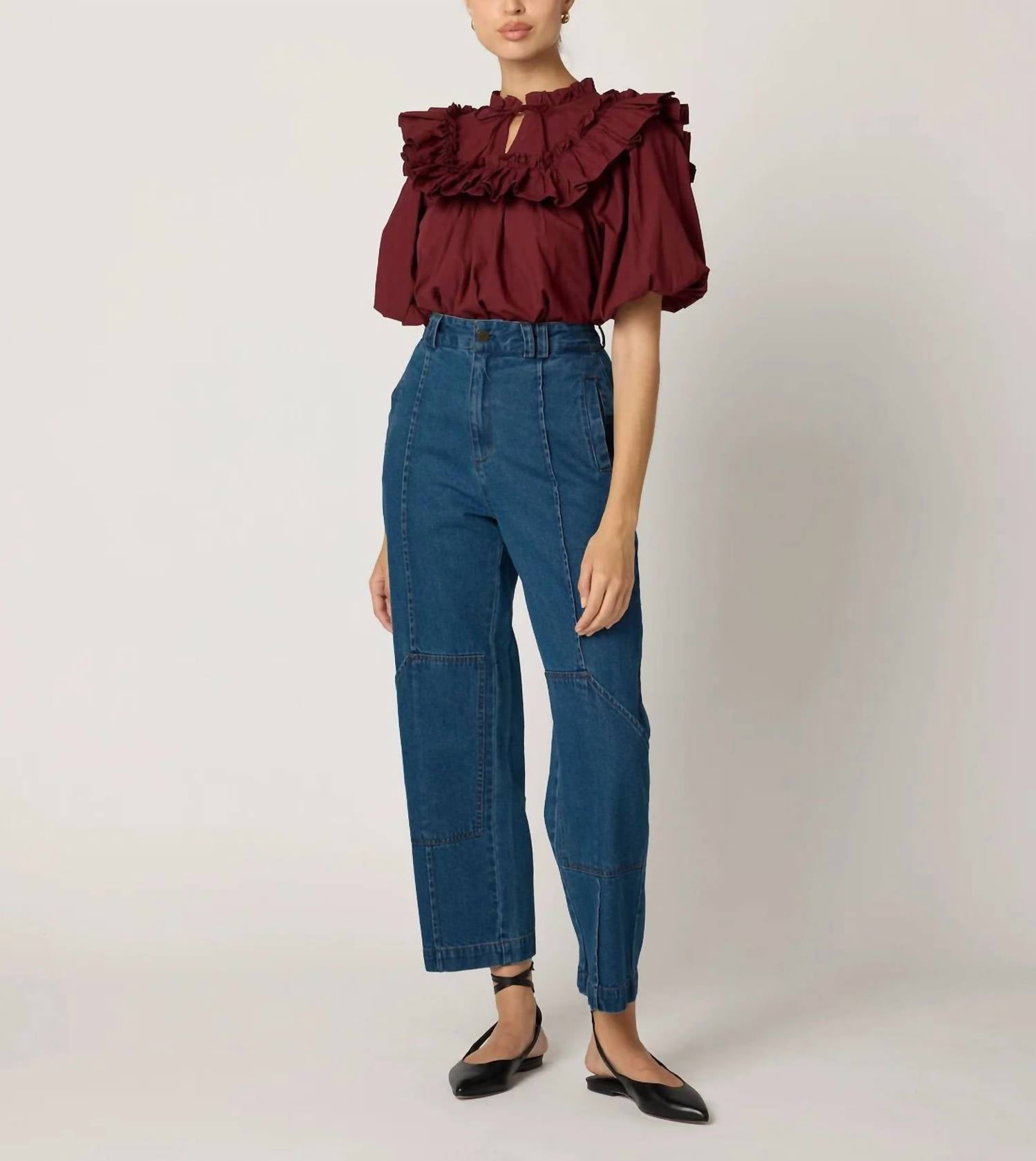Cleobella - Janet Dark Crimson Ruffle Blouse