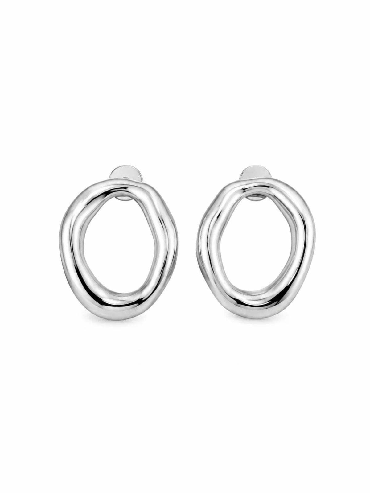 No Whining Designing - Women's Artful Hammered Oval Stud Earrings