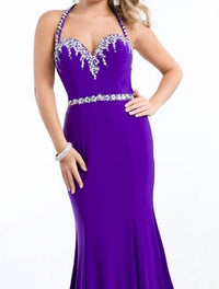 Rachel Allan - Embellished Jersey Gown With Fringe Detail