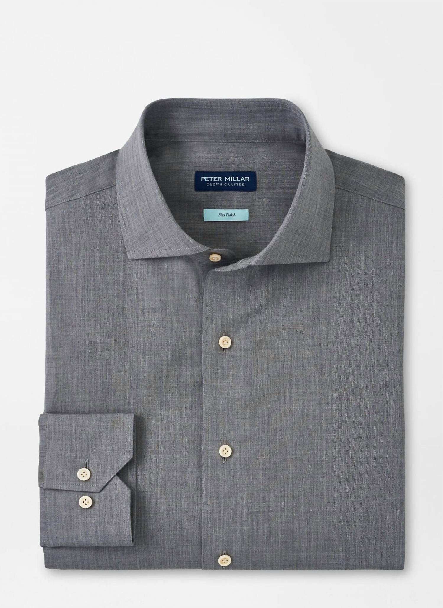 PETER MILLAR Cumbria Fleece Finish Sport Shirt in gale grey - men's shirt - alternate view