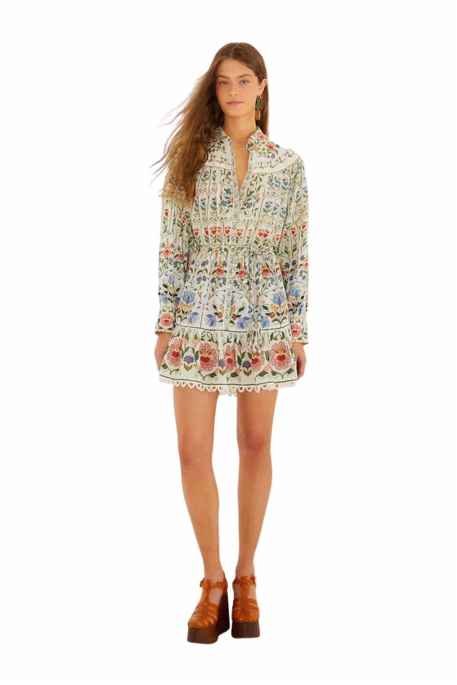 Farm Rio - Stitched Garden Mini Shirtdress