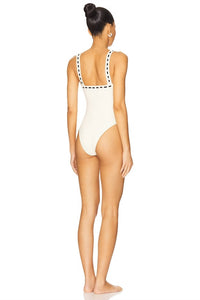 Tularosa Anica One Piece in ivory black - women's swimwear - detail view