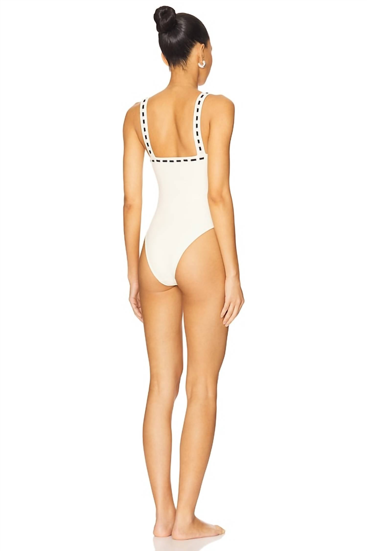 Tularosa Anica One Piece in ivory black - women's swimwear - detail view