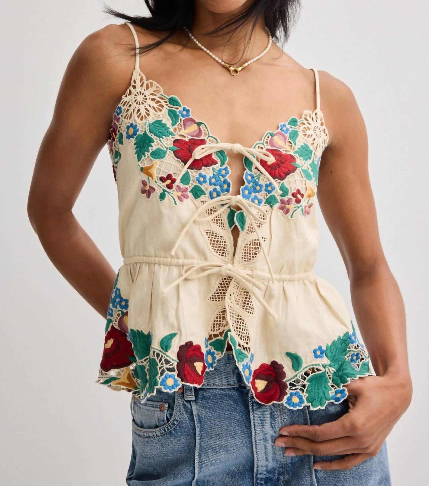 Sea - Katharine Embroidery Slip Top