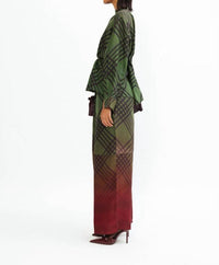LOVEBIRDS Plaid Ombre Pants in hunter green tartan - women's pants - detail view