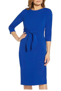 Adrianna Papell - Crew Neck Solid Knit Crepe Dress