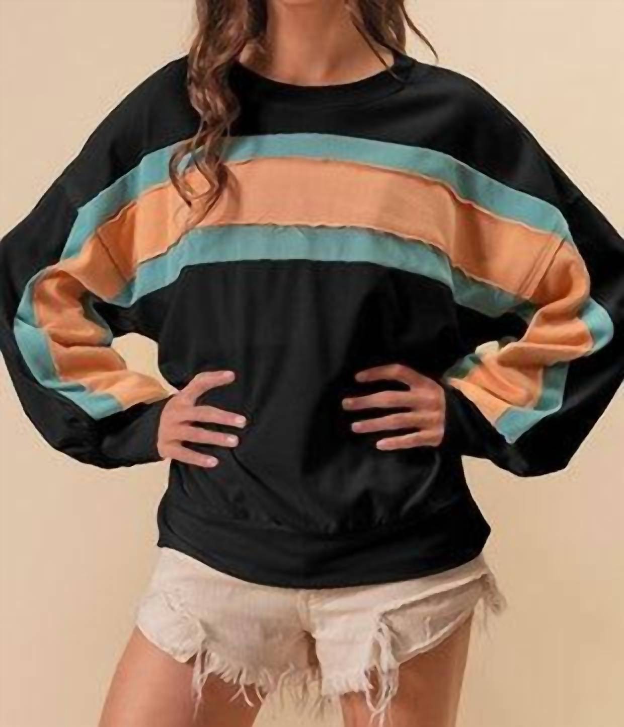Bibi - French Terry Color Block Sweatshirt
