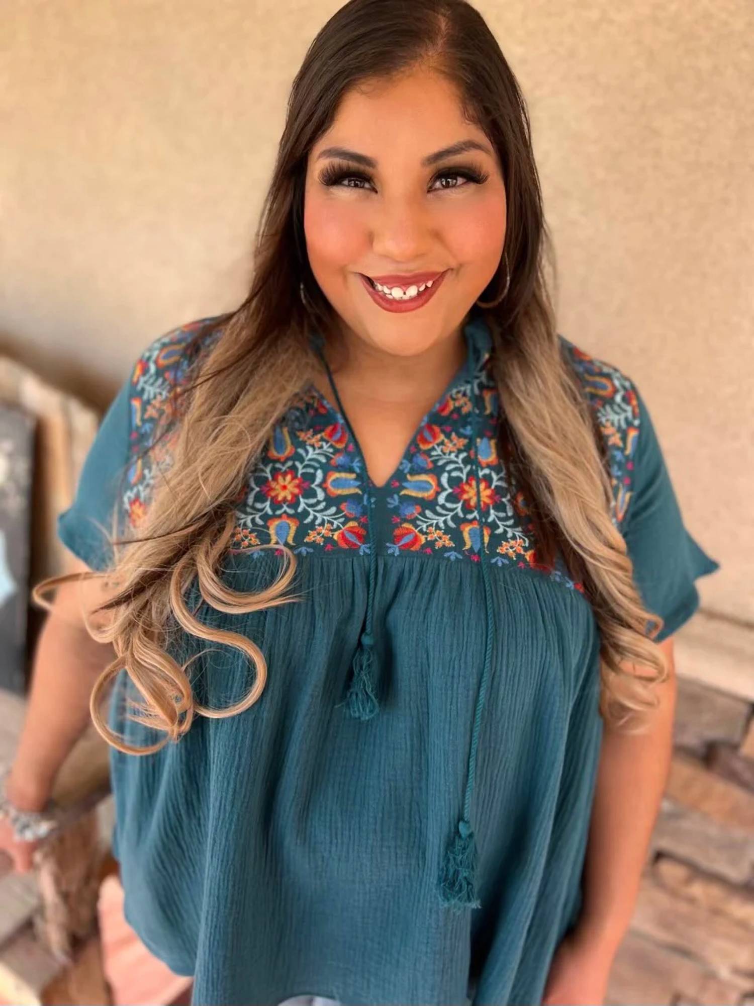 Rowdy Crowd - El Reno Embroidered Top