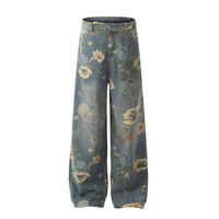 Productseeker Women's Street Style Printed Straight Leg Casual Pants in blue - women's pants