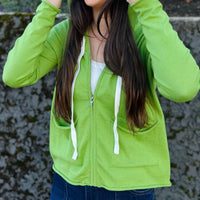 ZAKET & PLOVER Long Sleeve Zip Hoodie in celery - women's top